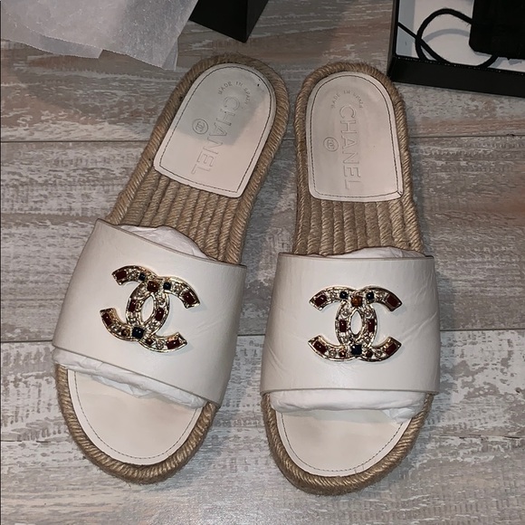 CHANEL Shoes - Authentic Chanel CC Logo Espadrille Sandal 38.5